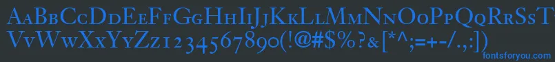 フォントJansonOldstyleSsiSmallCaps – 黒い背景に青い文字