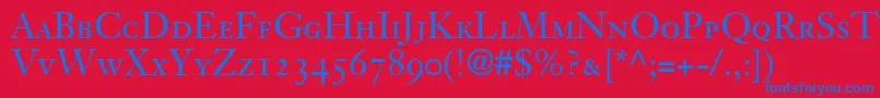 フォントJansonOldstyleSsiSmallCaps – 赤い背景に青い文字