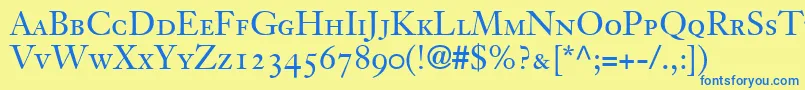 JansonOldstyleSsiSmallCaps Font – Blue Fonts on Yellow Background