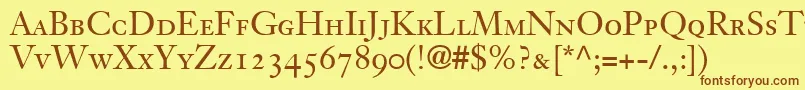 JansonOldstyleSsiSmallCaps Font – Brown Fonts on Yellow Background