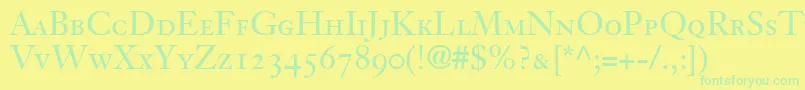 フォントJansonOldstyleSsiSmallCaps – 黄色い背景に緑の文字