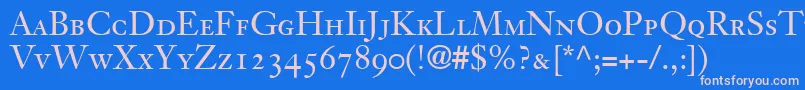 Czcionka JansonOldstyleSsiSmallCaps – różowe czcionki na niebieskim tle