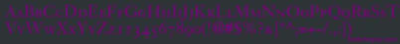 フォントJansonOldstyleSsiSmallCaps – 黒い背景に紫のフォント