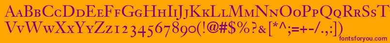 JansonOldstyleSsiSmallCaps Font – Purple Fonts on Orange Background