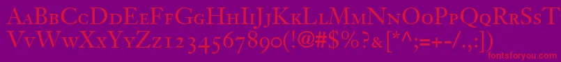 JansonOldstyleSsiSmallCaps Font – Red Fonts on Purple Background