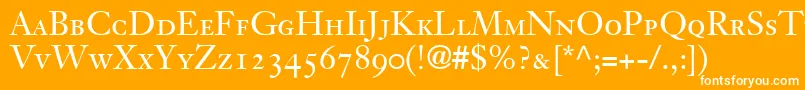 JansonOldstyleSsiSmallCaps Font – White Fonts on Orange Background