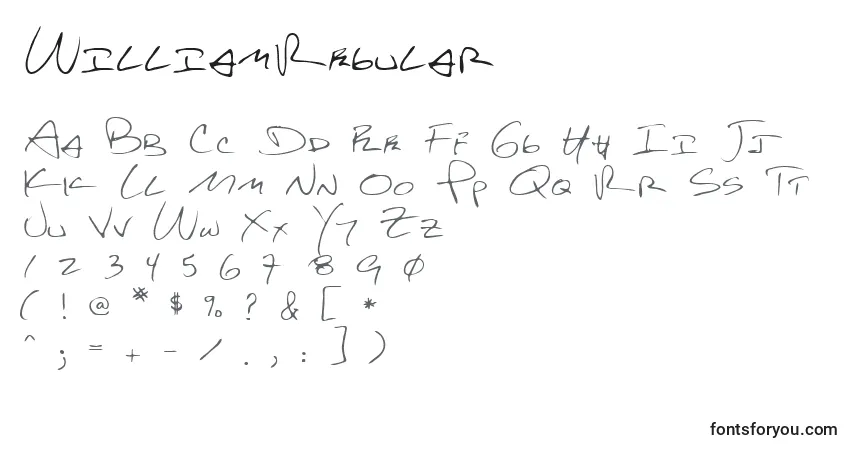 Шрифт WilliamRegular – алфавит, цифры, специальные символы