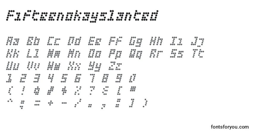 Шрифт Fifteenokayslanted – алфавит, цифры, специальные символы