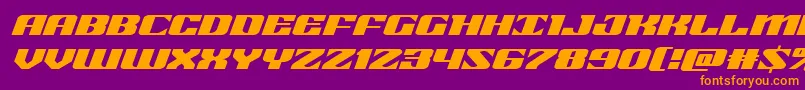 Weitere Informationen zur 21gunsaluteexpandital-Schriftart 21gunsaluteexpandital-Schriftart – Orangefarbene Schriften auf violettem Hintergrund