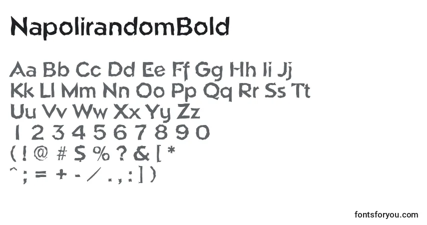 A fonte NapolirandomBold – alfabeto, números, caracteres especiais