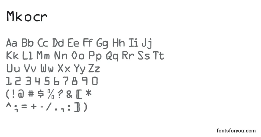 Czcionka Mkocr – alfabet, cyfry, specjalne znaki