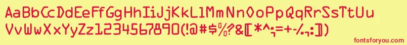 Mkocr-Schriftart – Rote Schriften auf gelbem Hintergrund