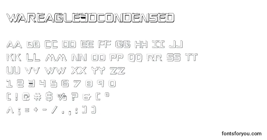 Schriftart WarEagle3DCondensed – Alphabet, Zahlen, spezielle Symbole