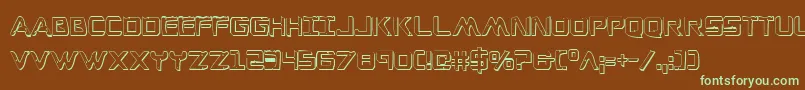 WarEagle3DCondensed-fontti – vihreät fontit ruskealla taustalla