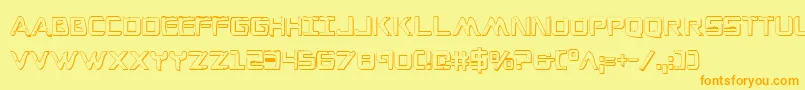 フォントWarEagle3DCondensed – オレンジの文字が黄色の背景にあります。
