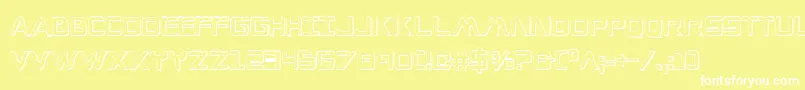 WarEagle3DCondensed-fontti – valkoiset fontit keltaisella taustalla