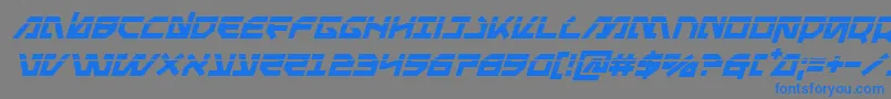 Metalstormlaserital-Schriftart – Blaue Schriften auf grauem Hintergrund