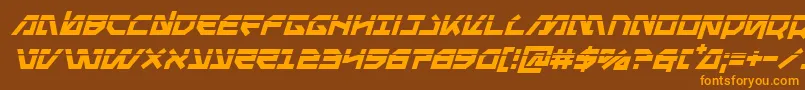 Metalstormlaserital-Schriftart – Orangefarbene Schriften auf braunem Hintergrund