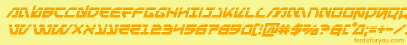 Metalstormlaserital-Schriftart – Orangefarbene Schriften auf gelbem Hintergrund