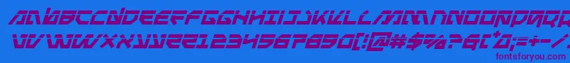 Metalstormlaserital-Schriftart – Violette Schriften auf blauem Hintergrund