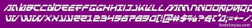 Metalstormlaserital-Schriftart – Weiße Schriften auf violettem Hintergrund