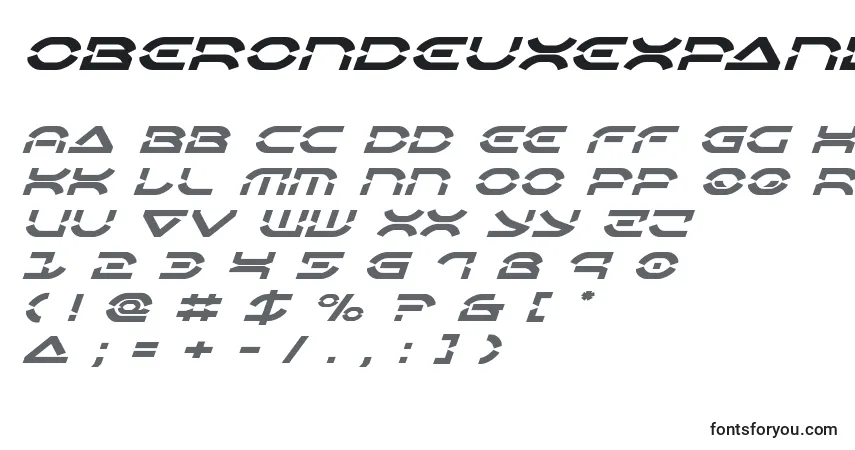 Czcionka Oberondeuxexpandital – alfabet, cyfry, specjalne znaki