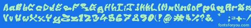 OldSkoolGraff Font – Green Fonts on Blue Background