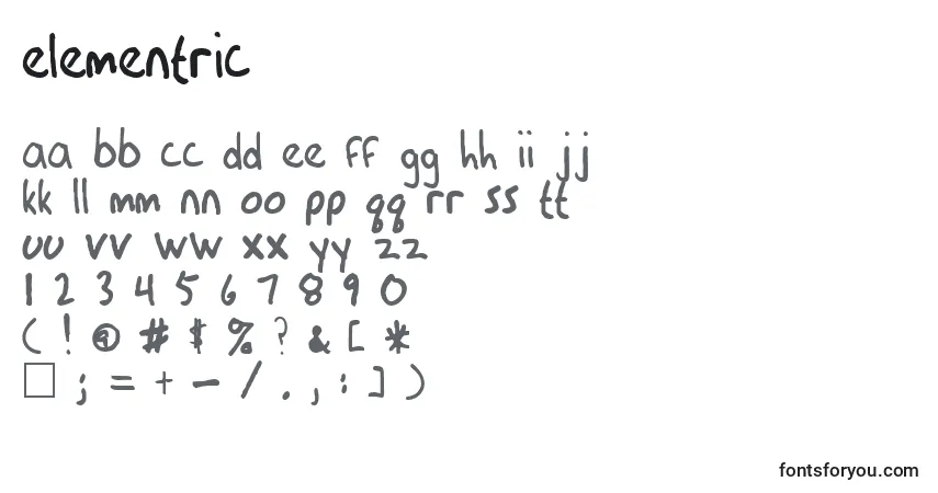 Schriftart Elementric – Alphabet, Zahlen, spezielle Symbole