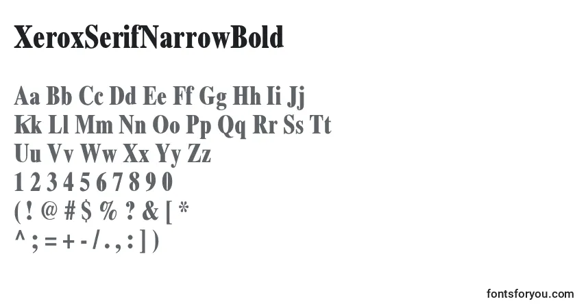 Schriftart XeroxSerifNarrowBold – Alphabet, Zahlen, spezielle Symbole