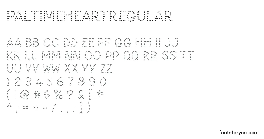 Schriftart PaltimeheartRegular – Alphabet, Zahlen, spezielle Symbole