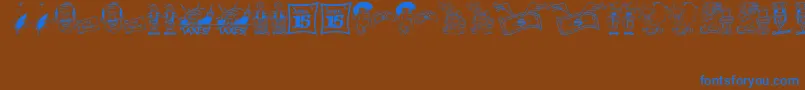 TaxingMomentsJl-Schriftart – Blaue Schriften auf braunem Hintergrund