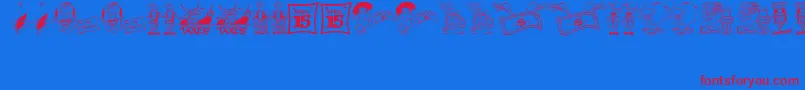 TaxingMomentsJl-Schriftart – Rote Schriften auf blauem Hintergrund