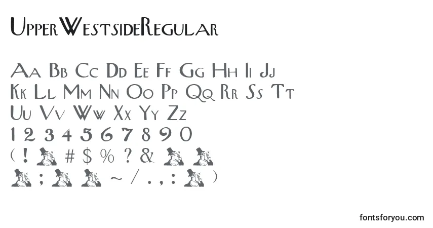 Шрифт UpperWestsideRegular – алфавит, цифры, специальные символы