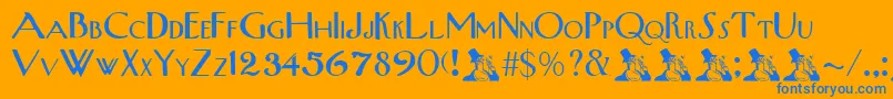 UpperWestsideRegular Font – Blue Fonts on Orange Background