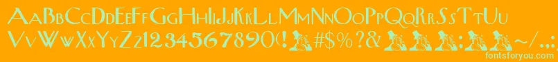 UpperWestsideRegular-Schriftart – Grüne Schriften auf orangefarbenem Hintergrund
