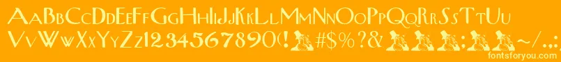 UpperWestsideRegular Font – Yellow Fonts on Orange Background