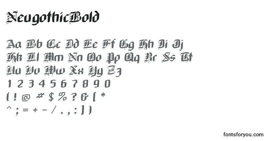 Czcionka NeugothicBold – alfabet, cyfry, specjalne znaki