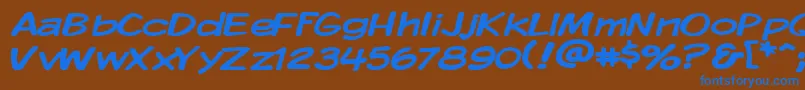 Kmkdspw Font – Blue Fonts on Brown Background