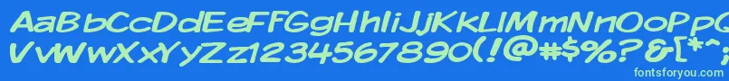 Kmkdspw Font – Green Fonts on Blue Background