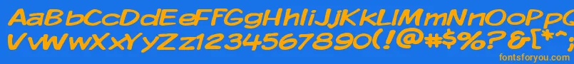 Kmkdspw Font – Orange Fonts on Blue Background