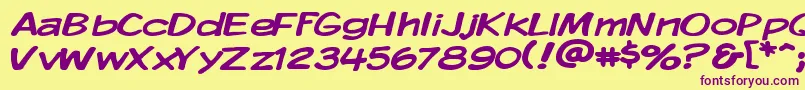 Kmkdspw Font – Purple Fonts on Yellow Background