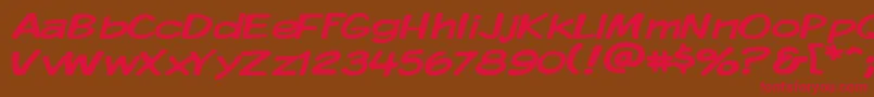 フォントKmkdspw – 赤い文字が茶色の背景にあります。
