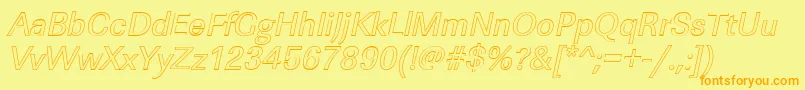 LinearouItalic-Schriftart – Orangefarbene Schriften auf gelbem Hintergrund
