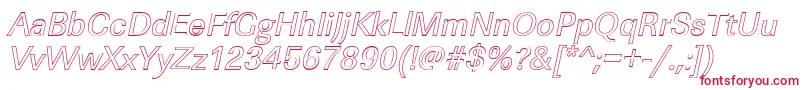 LinearouItalic-Schriftart – Rote Schriften auf weißem Hintergrund