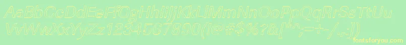 LinearouItalic-Schriftart – Gelbe Schriften auf grünem Hintergrund