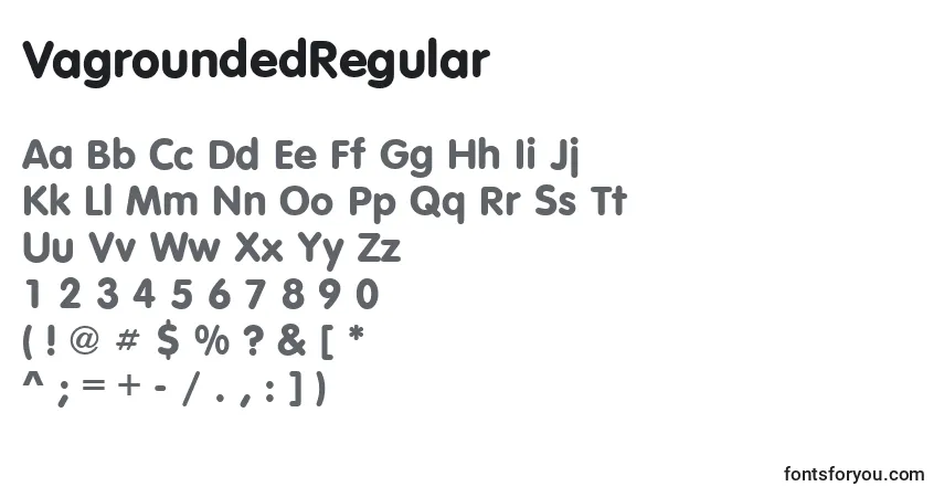 A fonte VagroundedRegular – alfabeto, números, caracteres especiais