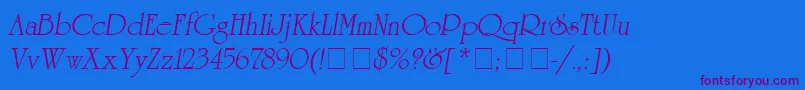 AguniversitycyrObliqueMedium Font – Purple Fonts on Blue Background