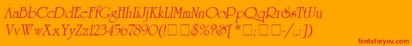 フォントAguniversitycyrObliqueMedium – オレンジの背景に赤い文字
