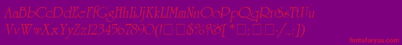 AguniversitycyrObliqueMedium-Schriftart – Rote Schriften auf violettem Hintergrund