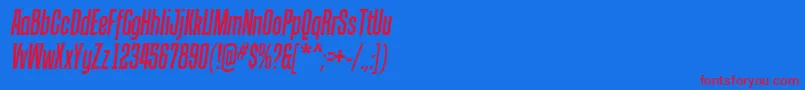 TandellergItalic-Schriftart – Rote Schriften auf blauem Hintergrund